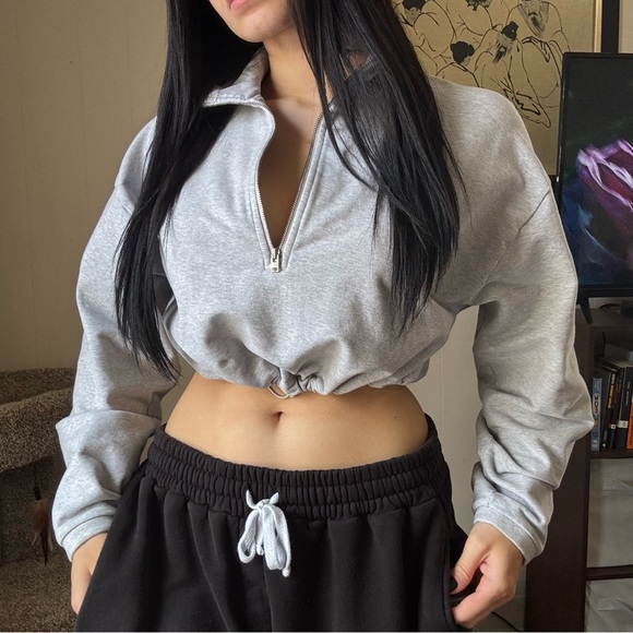 Aritzia The Group Babaton Cropped Quarter-Zip Sweatshirt - Picture 1 of 6